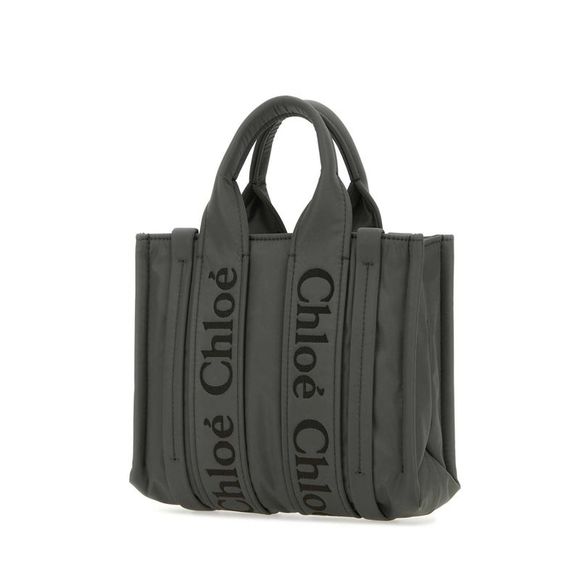 CHLOE Dark Grey Nylon Small Woody Shopping Bag - Picture 2 of 2
